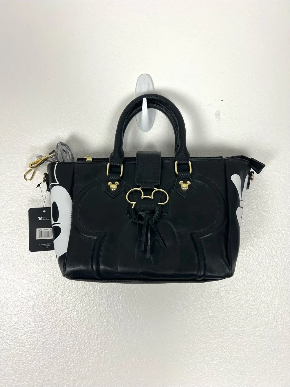 Disney Black Satchel with White Mickey Accent and Gold Hardware